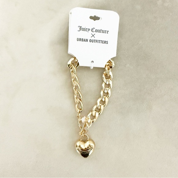 NWT Juicy Couture With Urban Outfitters Gold Link Heart Bracelet - Picture 1 of 3